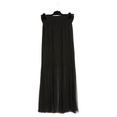 Retro Chanel Haute Couture FR34 Black silk Chiffon skirt 