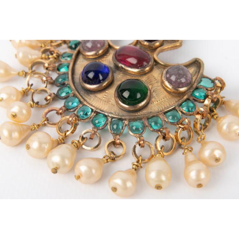 Women's Chanel Haute Couture Golden Metal Earrings, 1981 For Sale