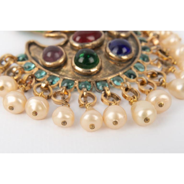 Chanel Haute Couture Golden Metal Earrings, 1981 For Sale 1