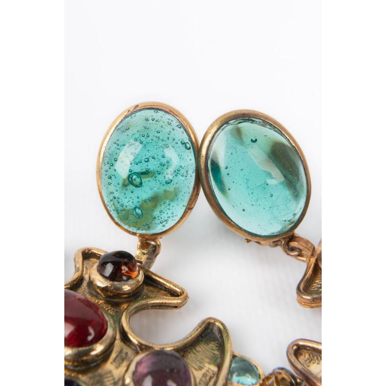 Chanel Haute Couture Golden Metal Earrings, 1981 For Sale 2
