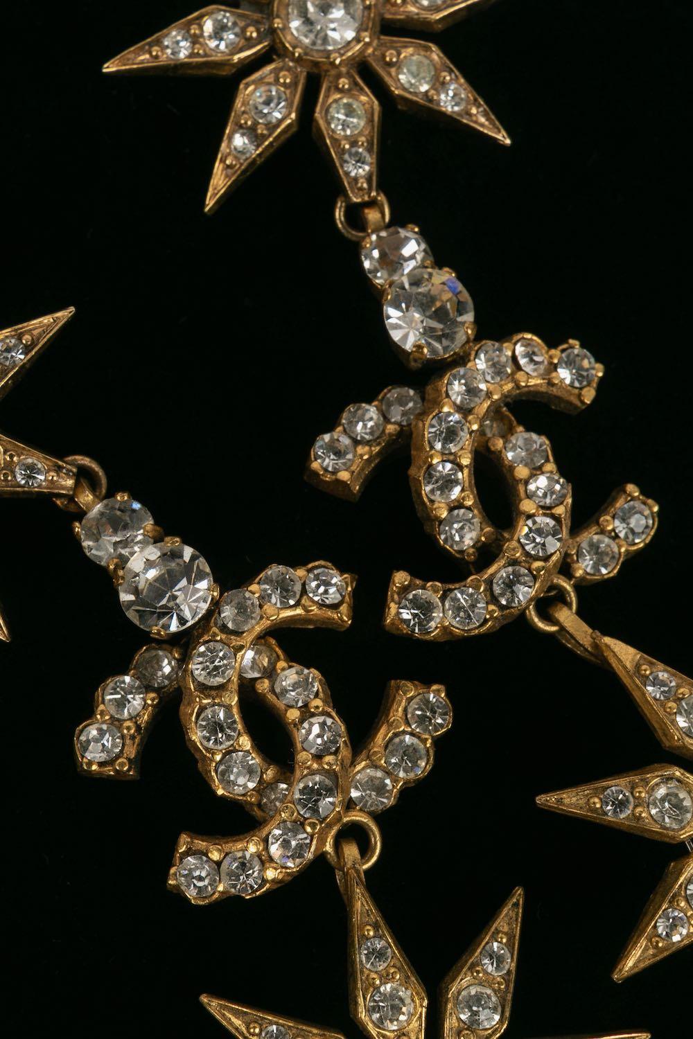Bijoux de tête Chanel Haute Couture en métal doré et strass Swarovski Excellent état - En vente à SAINT-OUEN-SUR-SEINE, FR