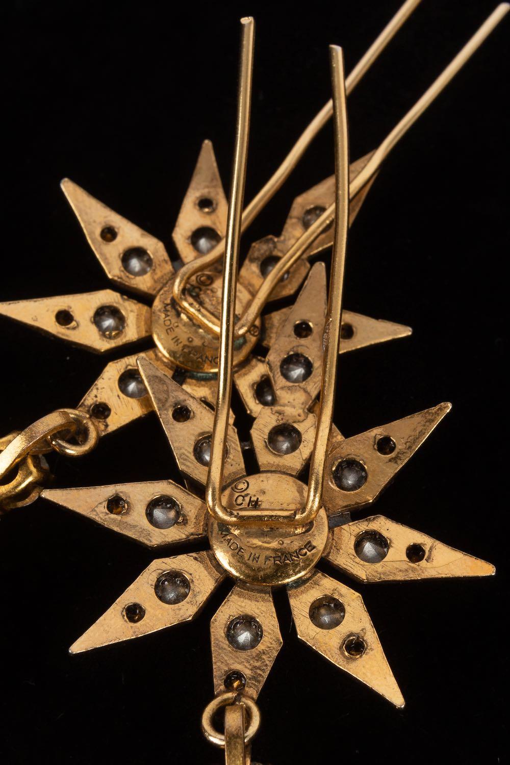Bijoux de tête Chanel Haute Couture en métal doré et strass Swarovski en vente 1