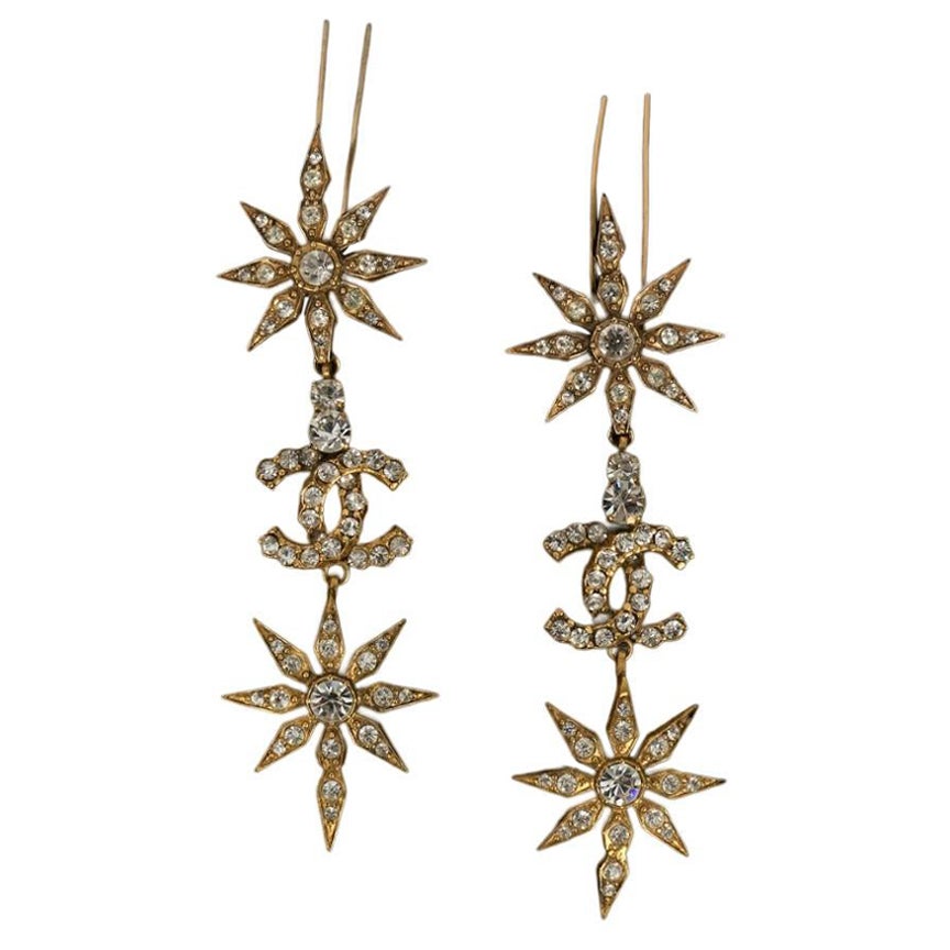 Bijoux de tête Chanel Haute Couture en métal doré et strass Swarovski en vente