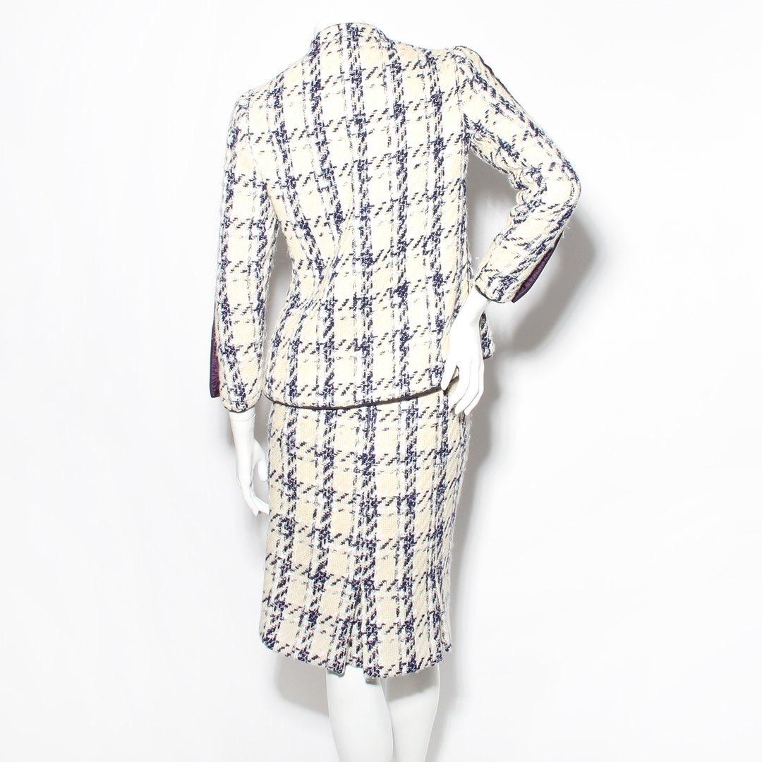 Gray Chanel Haute Couture Houndstooth Suit