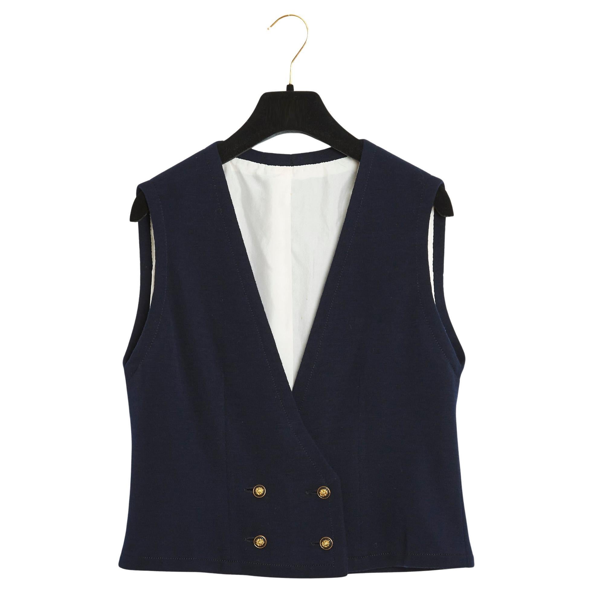 Chanel Haute Couture navy wool vest FR38