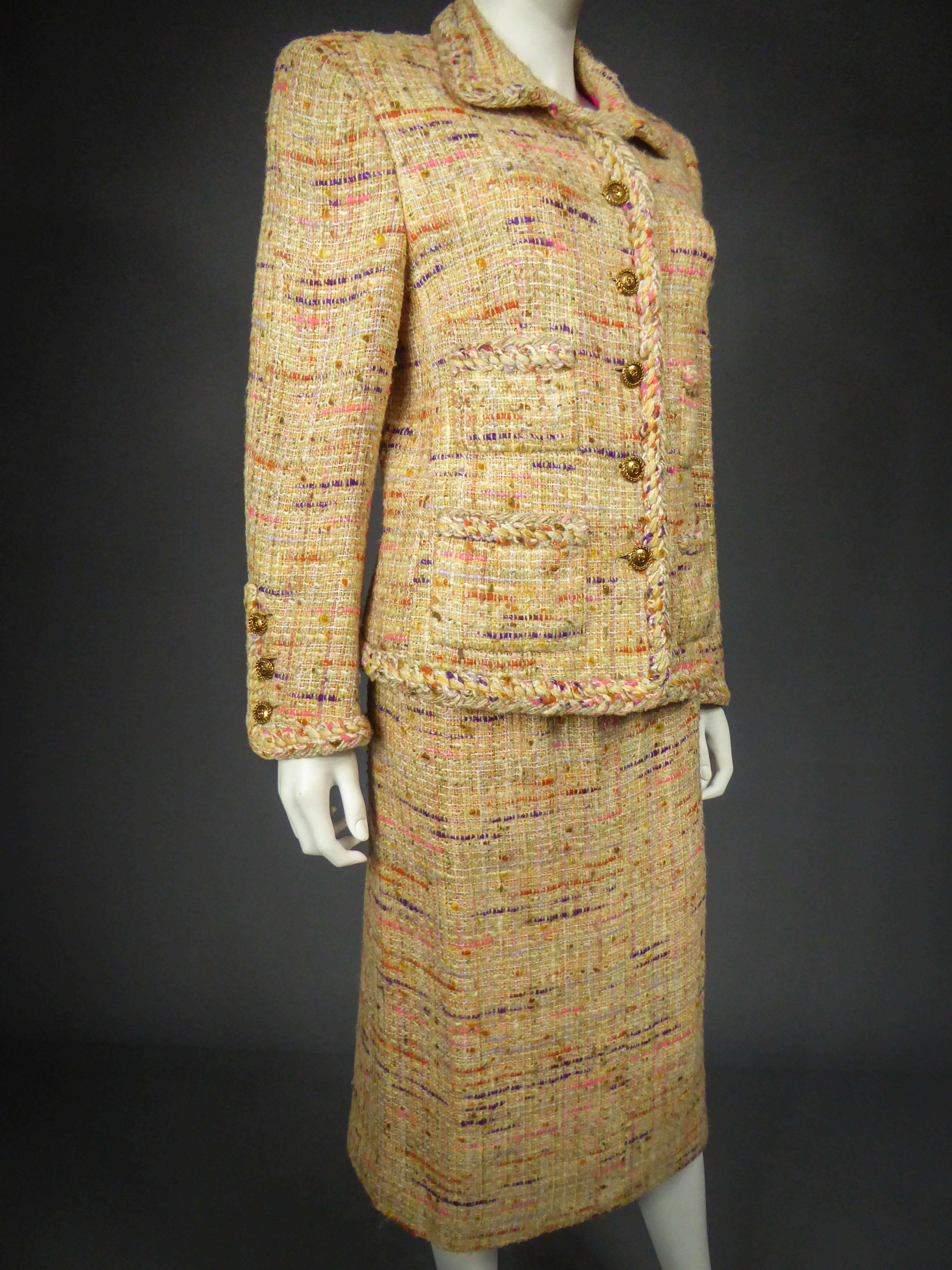 Women's Chanel Haute Couture skirt and jacket suit numbered 02554 and 02555, Circa 1979