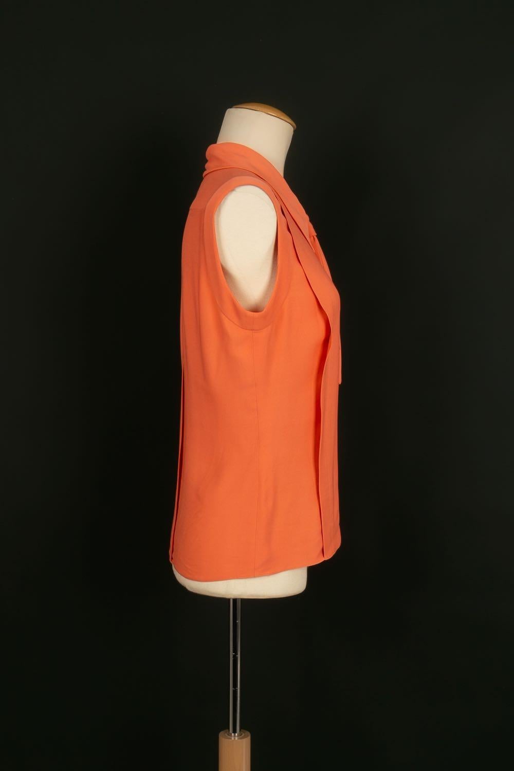 Chanel Haute Couture Orangefarbener plissierter Anzug aus Seide und Tweed im Angebot 5