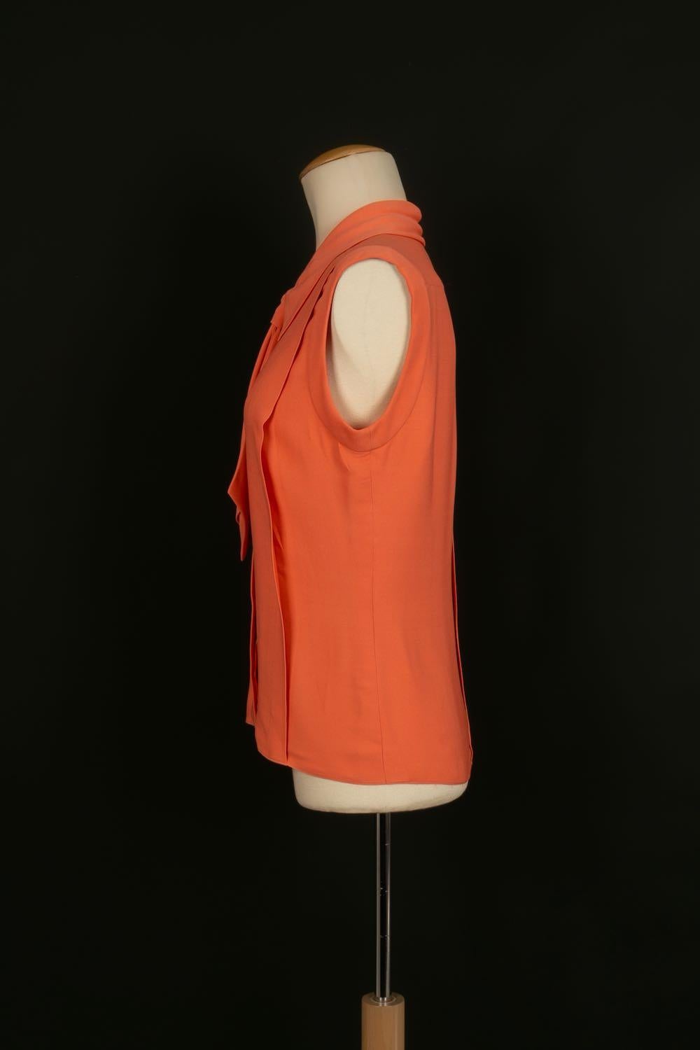 Chanel Haute Couture Orange Silk and Tweed Pleated Suit For Sale 5