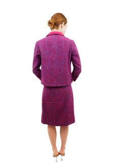 Chanel Haute Couture Purple Tweed 3 Piece Set Skirt Suit