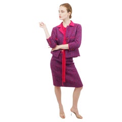 Chanel Haute Couture Purple Tweed 3 Piece Set Skirt Suit