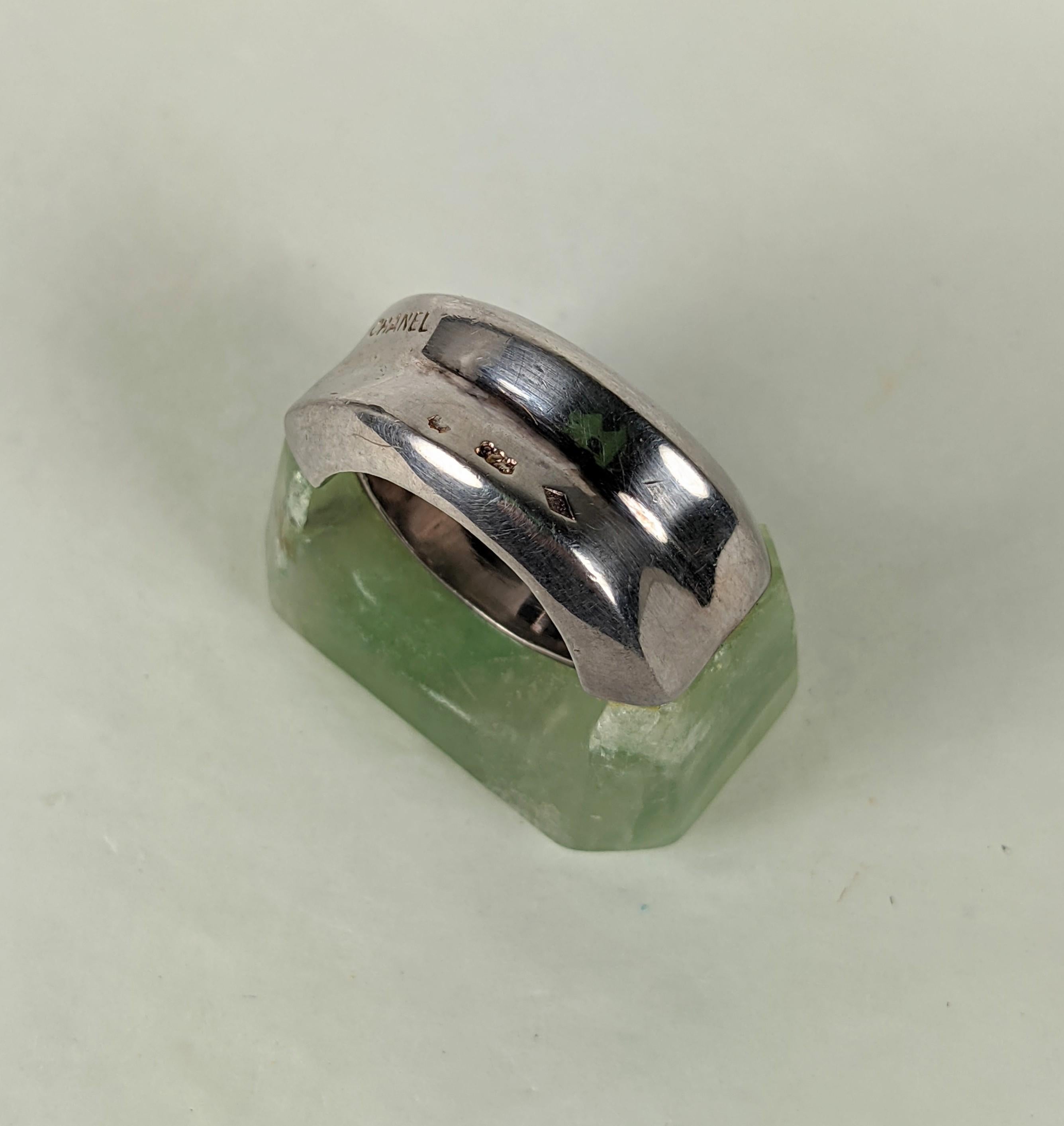 Emerald Cut Chanel Haute Couture Runway Fluorite Ring. Spring/Summer 2000 For Sale