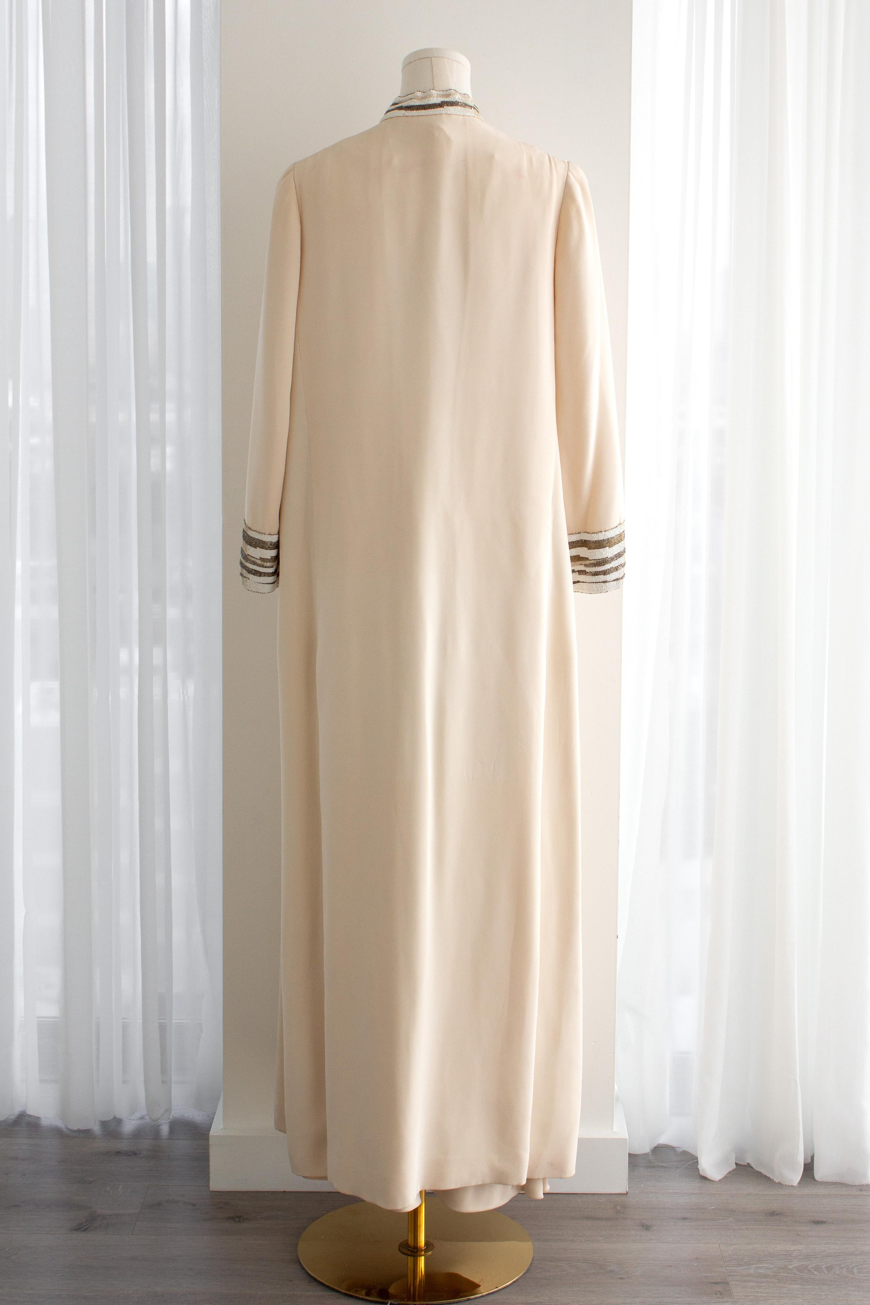 Chanel Haute Couture S/S 1979 Elfenbein verschönert Bogen Abendkleid 2pcs Ensemble im Angebot 5