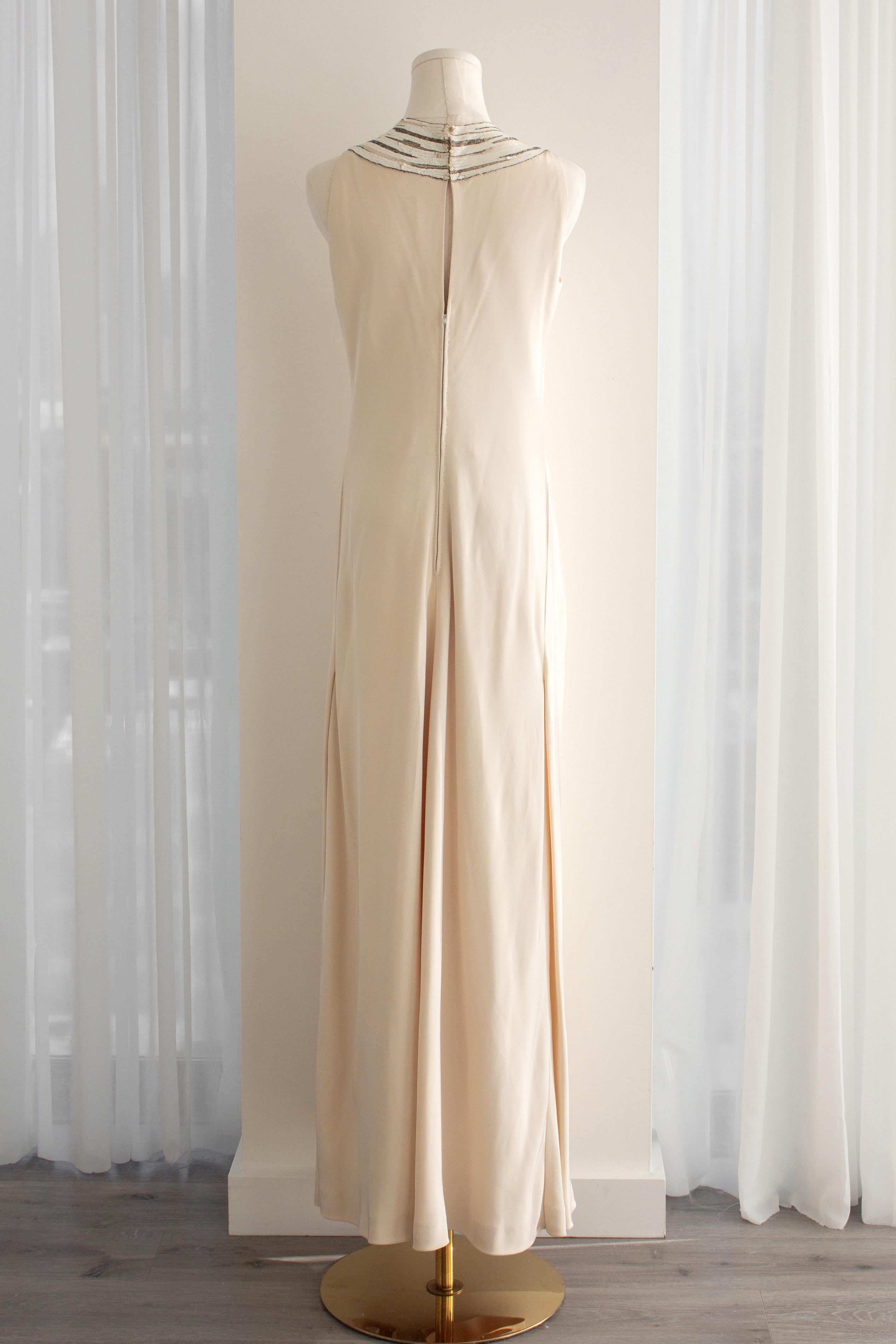 Chanel Haute Couture S/S 1979 Elfenbein verschönert Bogen Abendkleid 2pcs Ensemble im Angebot 8