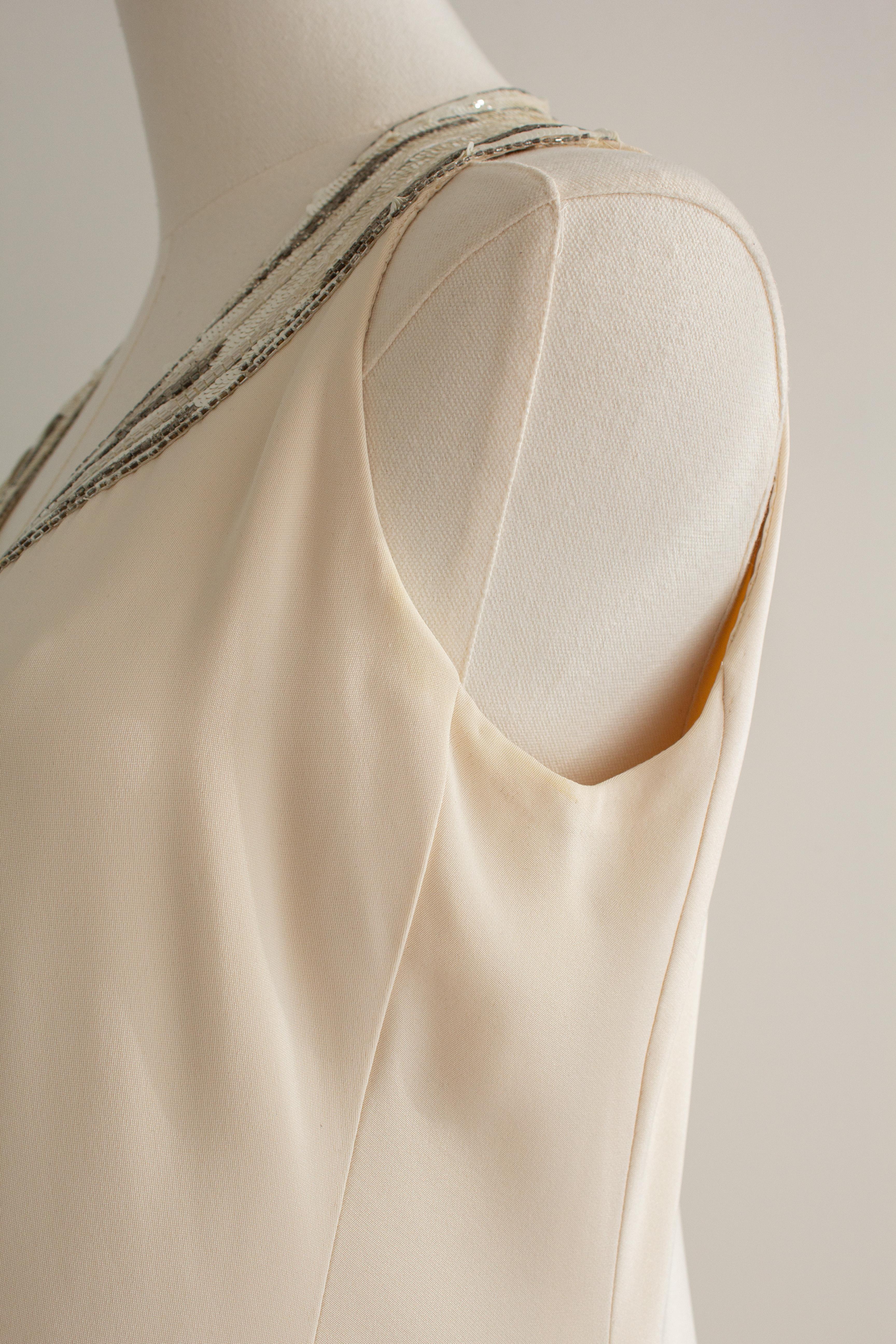 Chanel Haute Couture S/S 1979 Elfenbein verschönert Bogen Abendkleid 2pcs Ensemble im Angebot 10