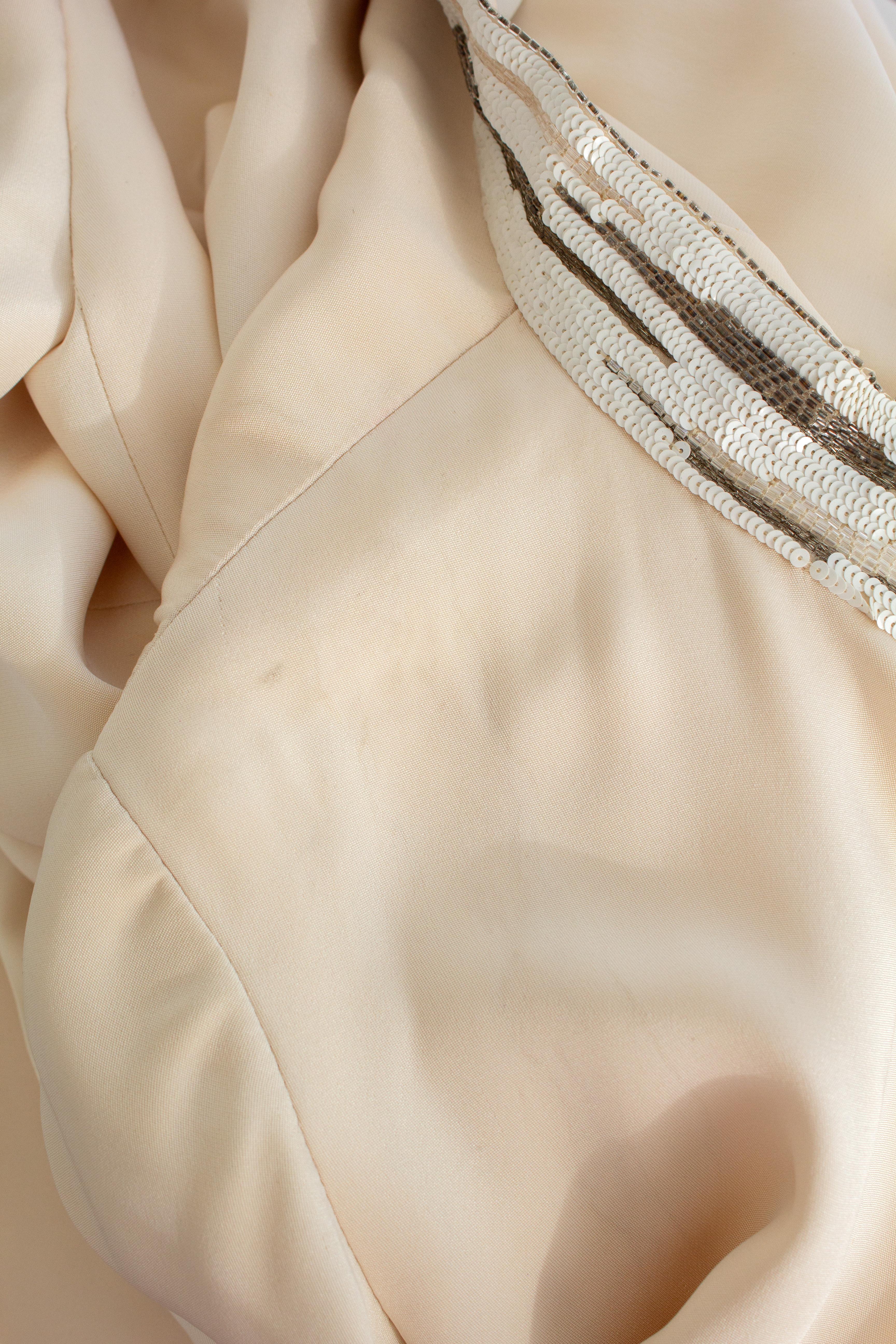 Chanel Haute Couture S/S 1979 Elfenbein verschönert Bogen Abendkleid 2pcs Ensemble im Angebot 12