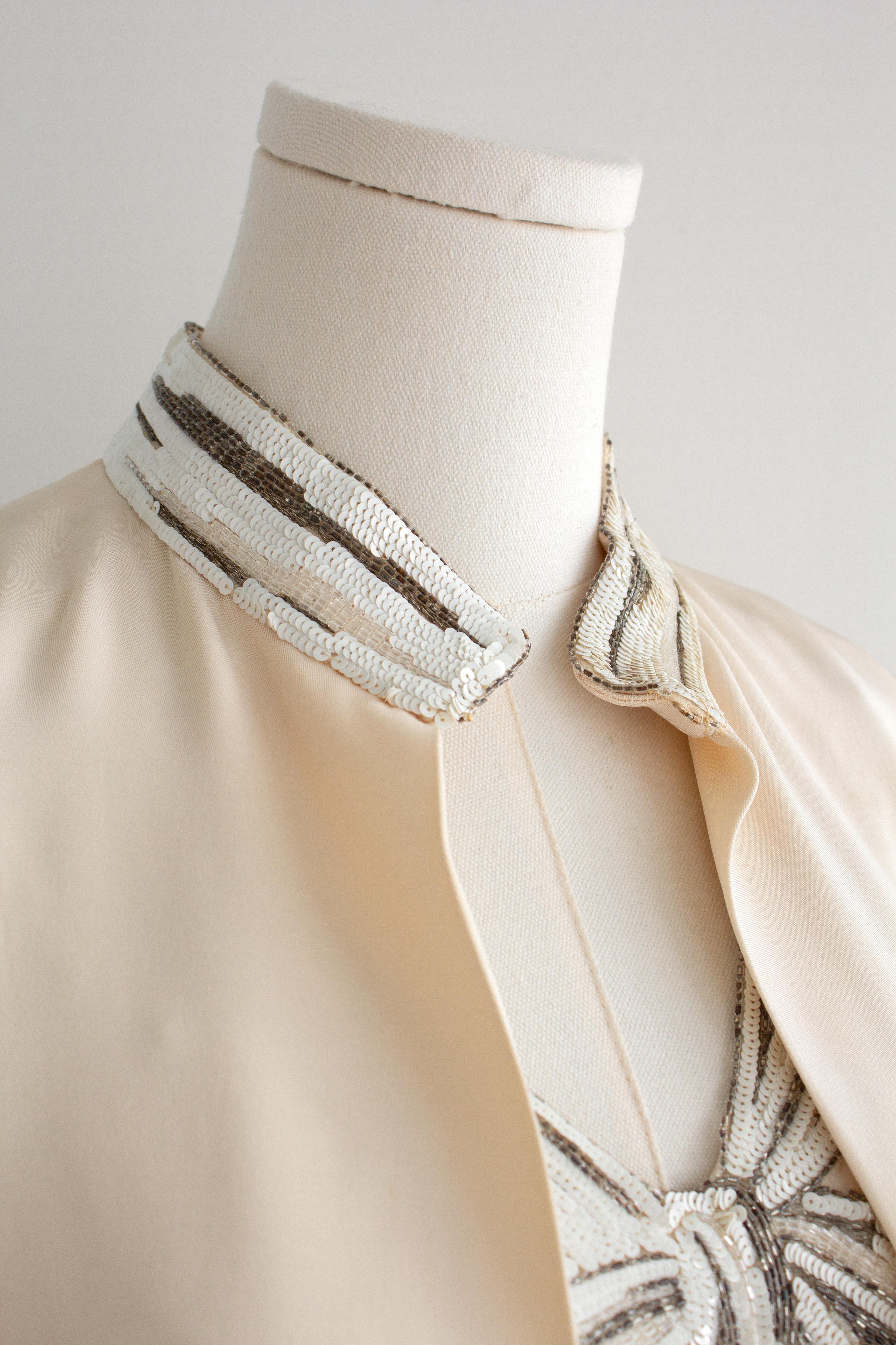 Chanel Haute Couture S/S 1979 Elfenbein verschönert Bogen Abendkleid 2pcs Ensemble im Angebot 3