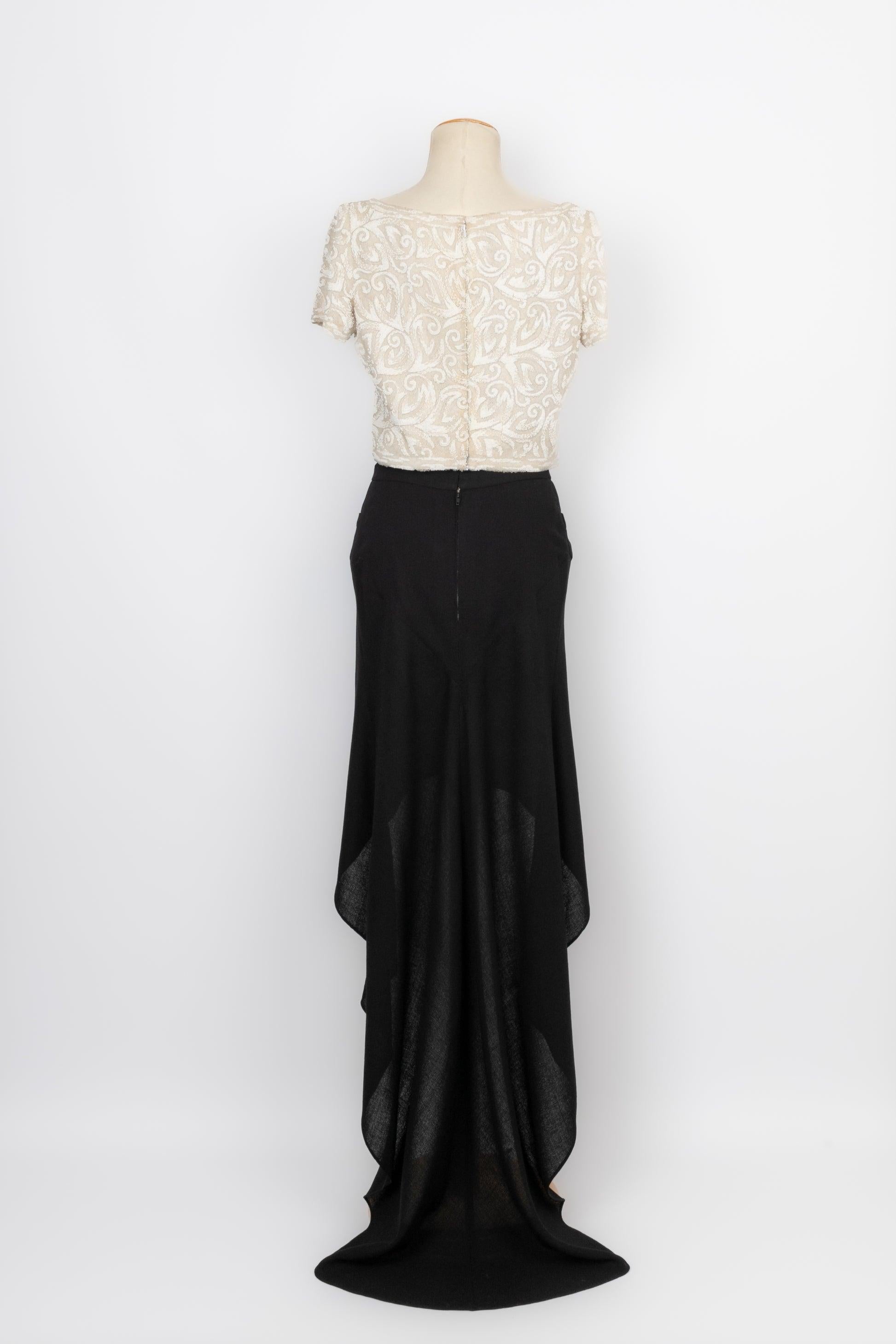 Chanel Haute Couture Set of Blouse with Crepe Skirt, 1994 In Good Condition For Sale In SAINT-OUEN-SUR-SEINE, FR
