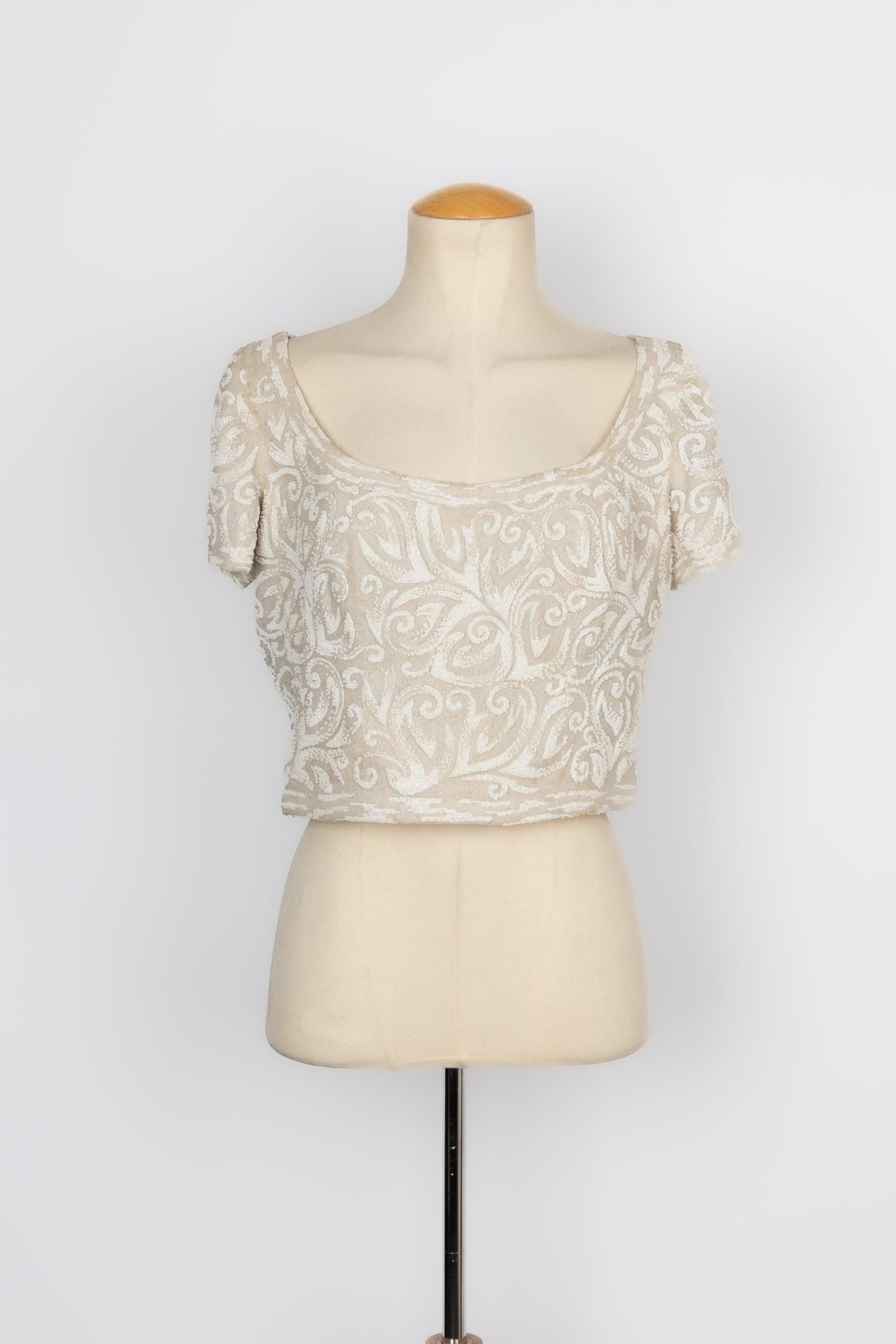 Chanel Haute Couture Set of Blouse with Crepe Skirt, 1994 For Sale 1