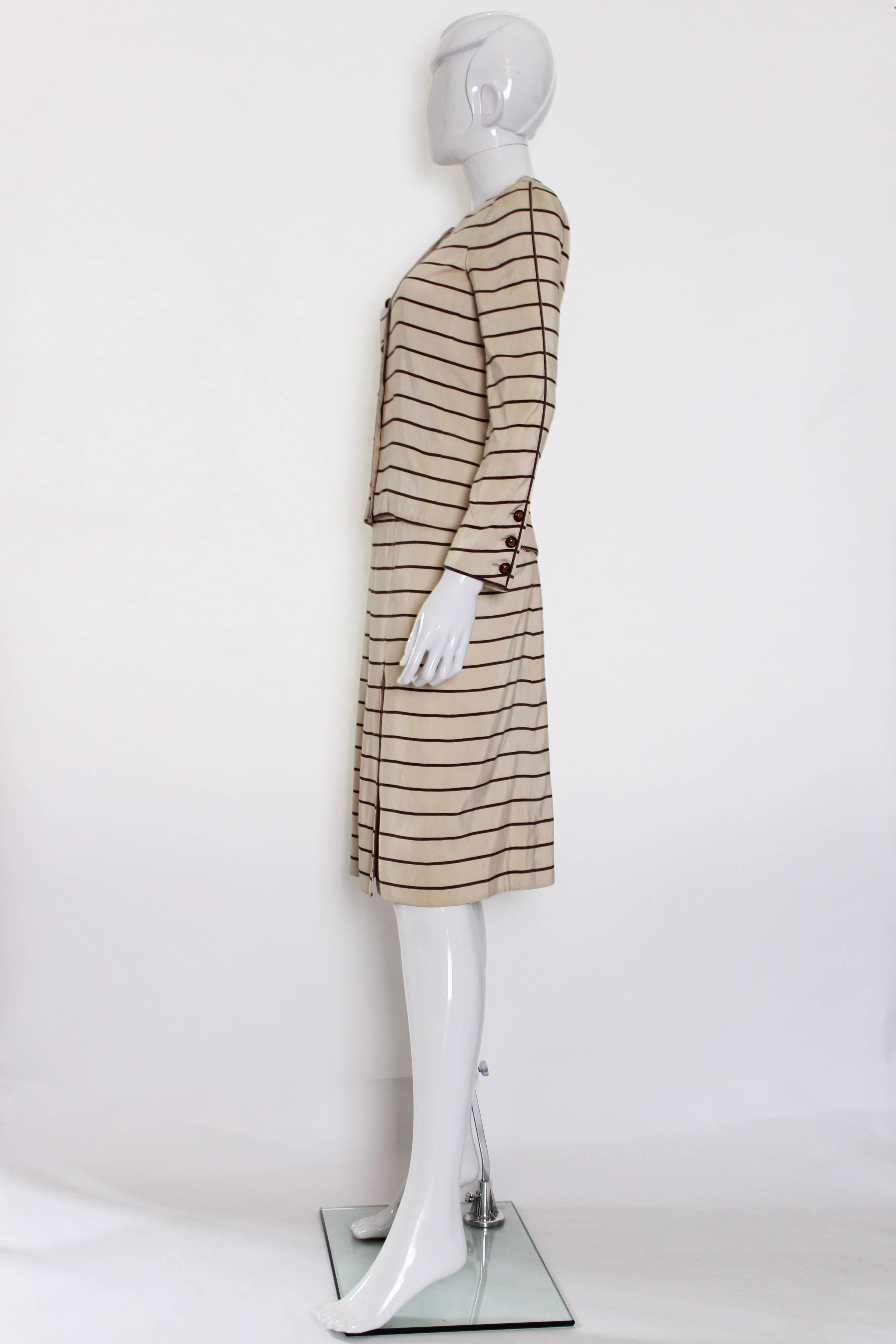 Beige Chanel Haute Couture Skirt Suit, 1974