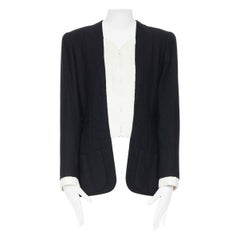 Vintage CHANEL HAUTE COUTURE Tromp L'oeil white matte sequins zip front wool jacket L