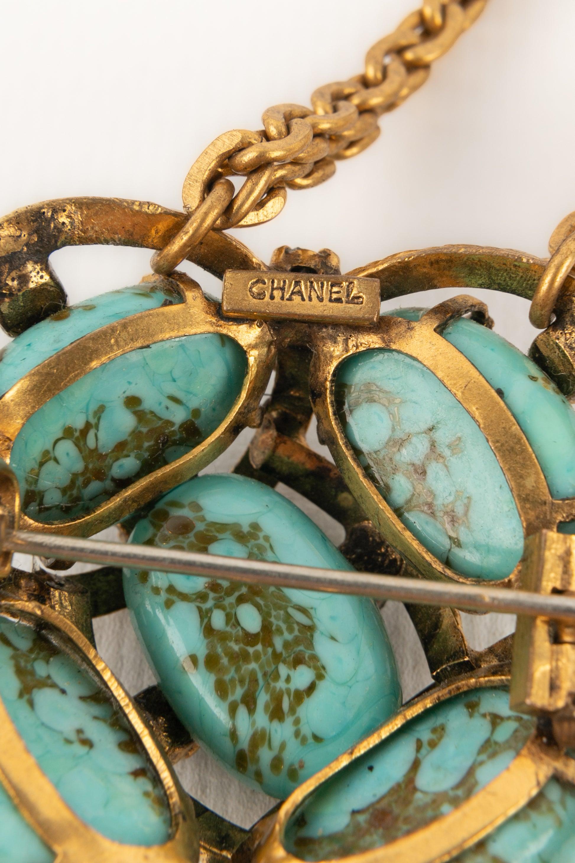 Chanel Haute Couture Turquoise Necklace with Pendant, Glass Paste Pearls For Sale 3