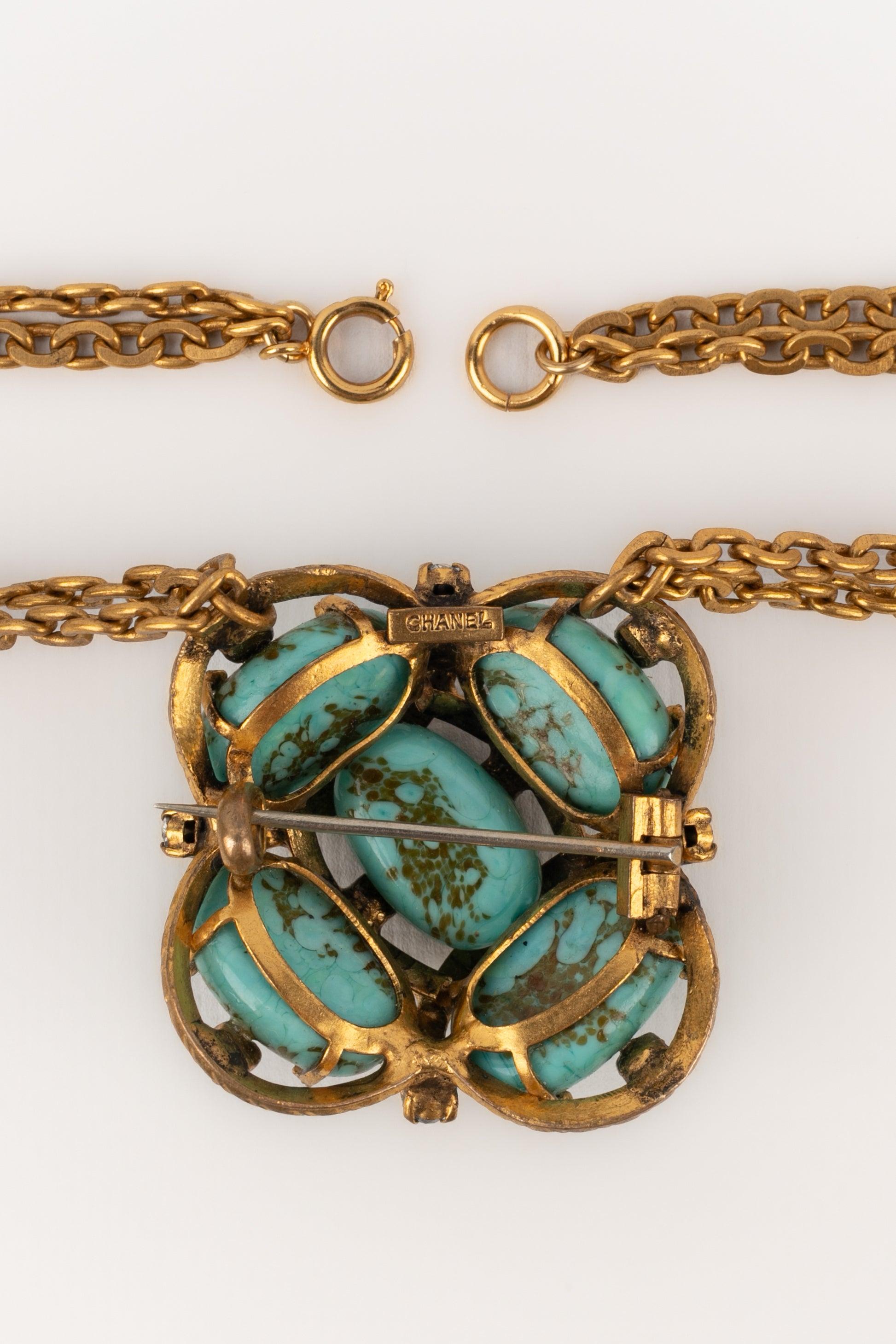 Chanel Haute Couture Turquoise Necklace with Pendant, Glass Paste Pearls For Sale 5