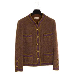 Chanel Haute Couture Veste FR38 Green Purple Classique Jacket US8