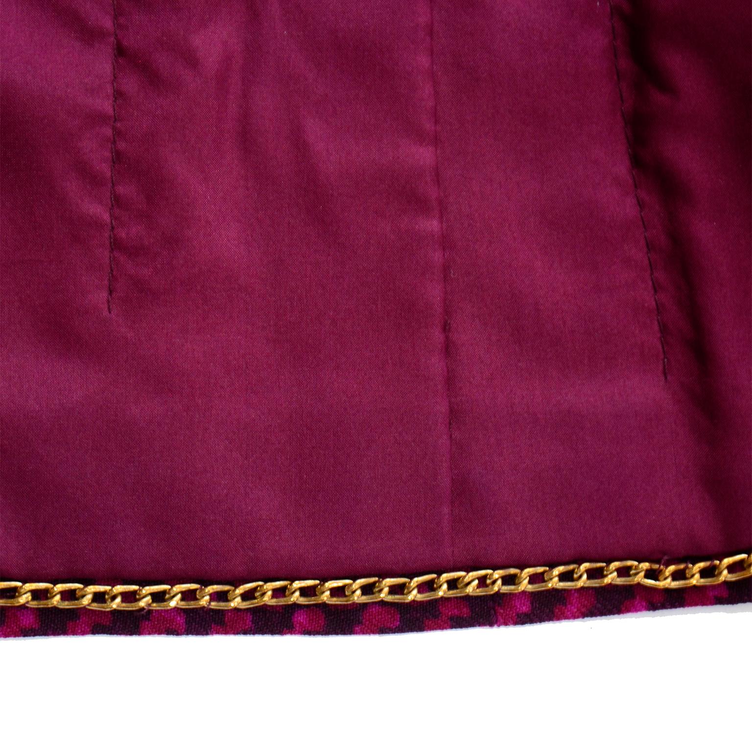 Chanel Haute Couture Vintage 2pc Purple Wool Jacket & Skirt Suit W Braided Belt 8