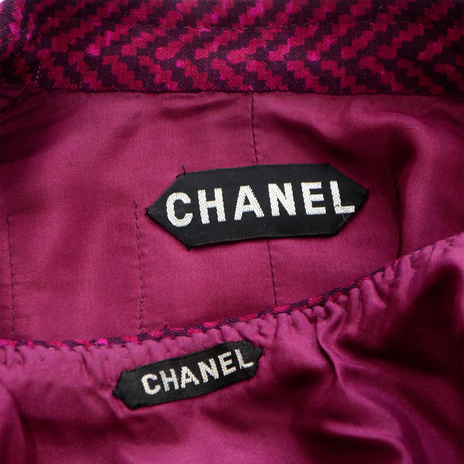 Chanel Haute Couture Vintage 2pc Purple Wool Jacket & Skirt Suit W Braided Belt 16