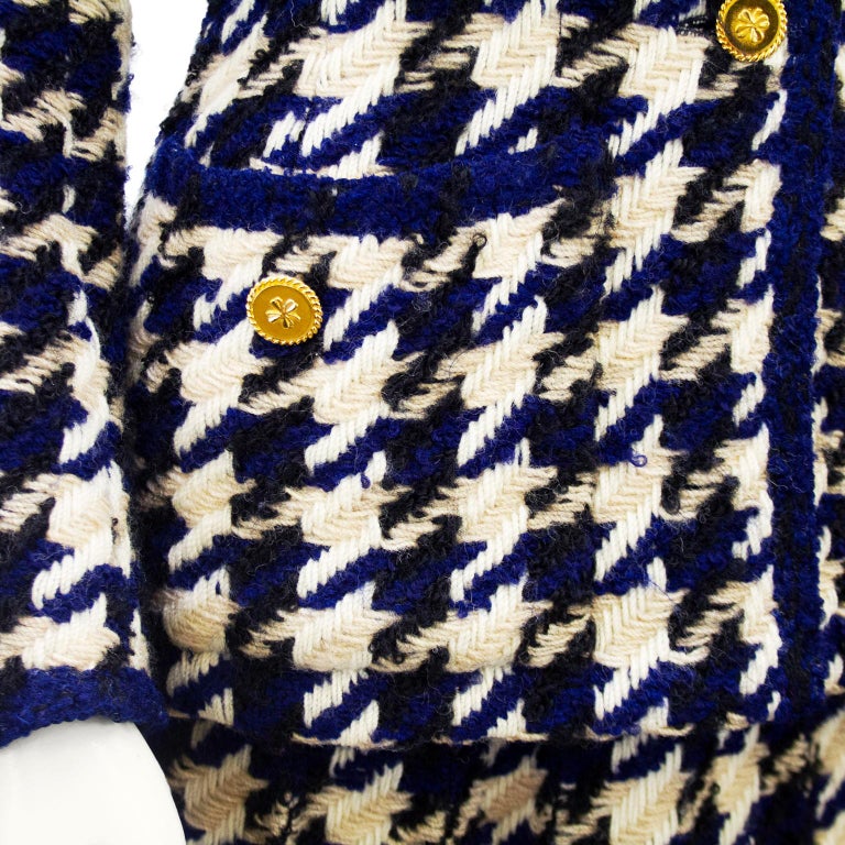 Women's Chanel Haute Couture Woven Wool Classic Skirt Suit 1970's 