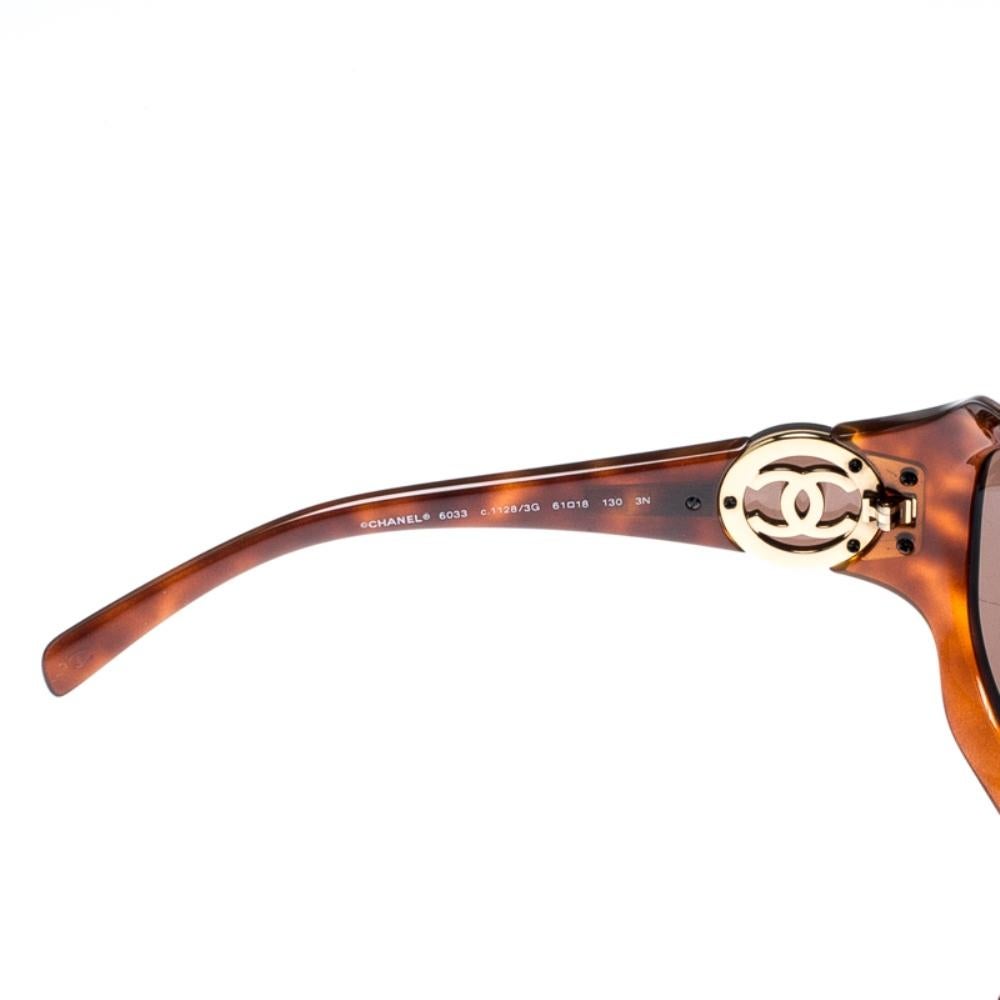 Chanel Havana/Brown 6033 Oversize Sunglasses In Good Condition In Dubai, Al Qouz 2