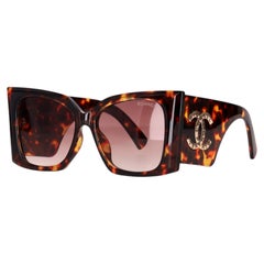 Chanel Havana Tweed Square Sunglasses With 'CC' Logo Detail