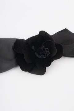Chanel Head Accessory Black Bow with Velvet Camellia
