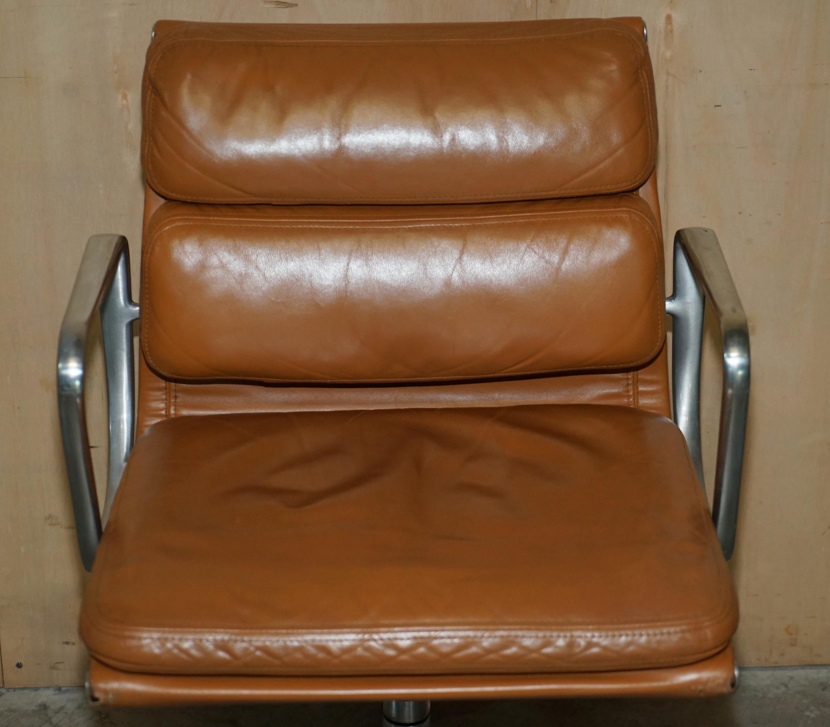 Hand-Crafted Chanel Head Office Herman Miller Eames EA217 Cognac Leather Softpad Office Chair