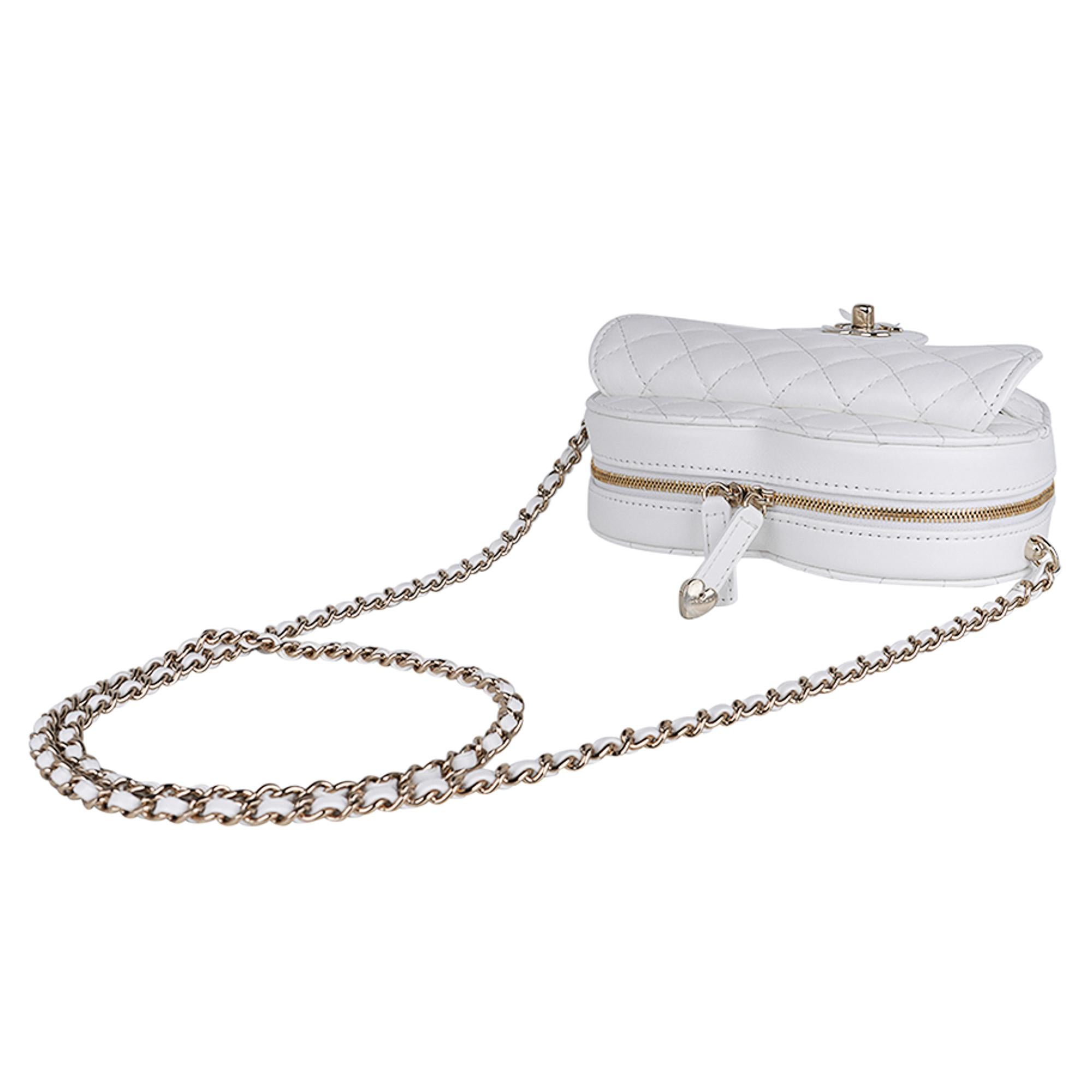 Chanel Heart Bag 2022 SS White Champagne Hardware Limited Edition 2