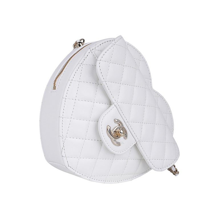 Chanel Heart Bag 2022 SS White Champagne Hardware Limited Edition at 1stDibs