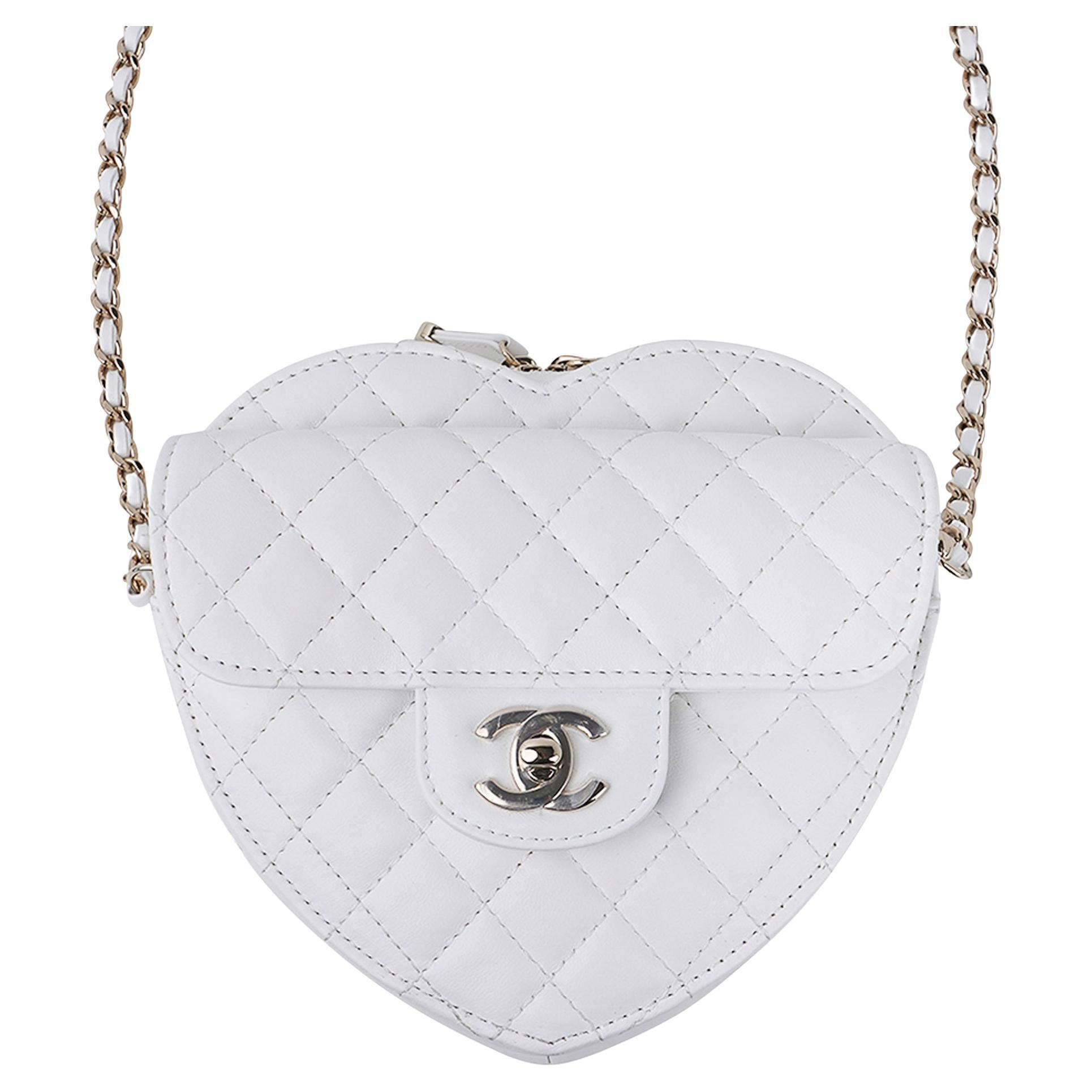 Chanel Heart Bag 2022 SS White Champagne Hardware Limited Edition