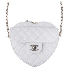 Chanel Heart Bag 2022 SS White Champagne Hardware Limited Edition