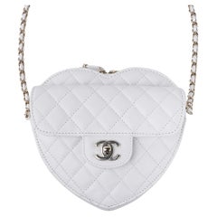 Chanel Herz-Tasche 2022 F/S Weiß Champagner Hardware Limitierte Auflage