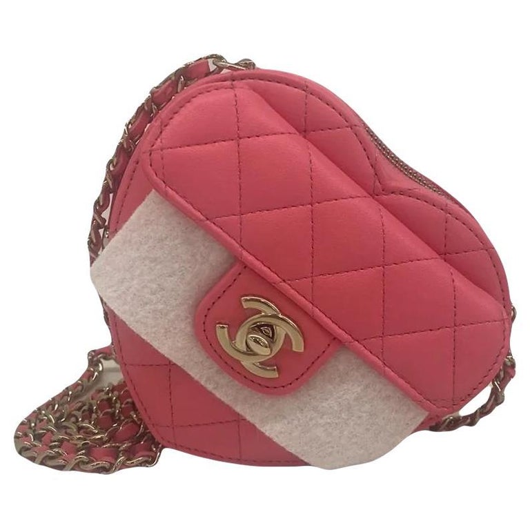 Chanel Heart Bag Pink Small For Sale at 1stDibs  barbie chanel heart purse,  barbie heart chanel bag, chanel bag heart shape