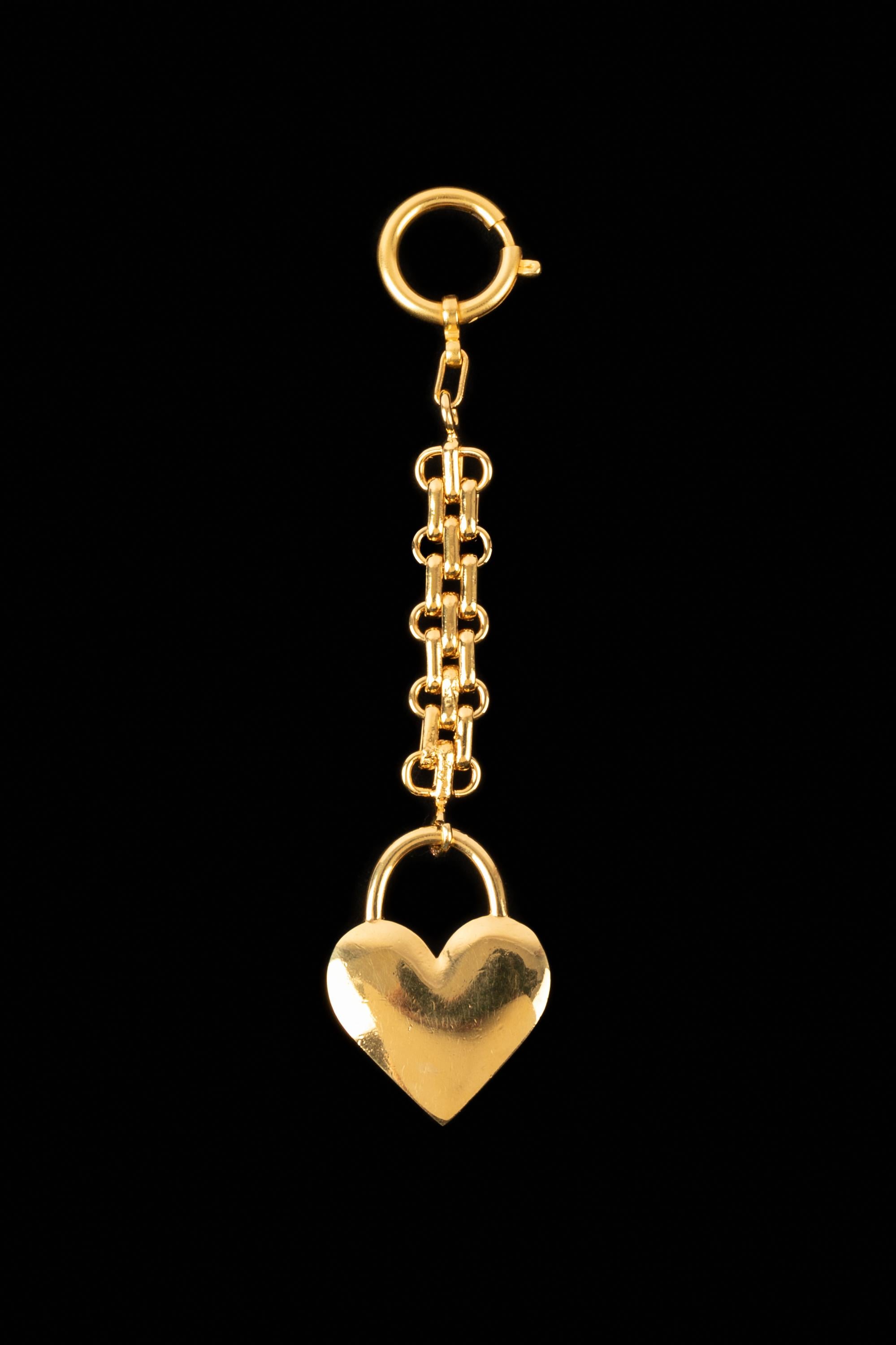 Orange Chanel heart keyring 1988 For Sale