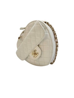 Chanel Heart Medium Bianca Borsa A Spalla