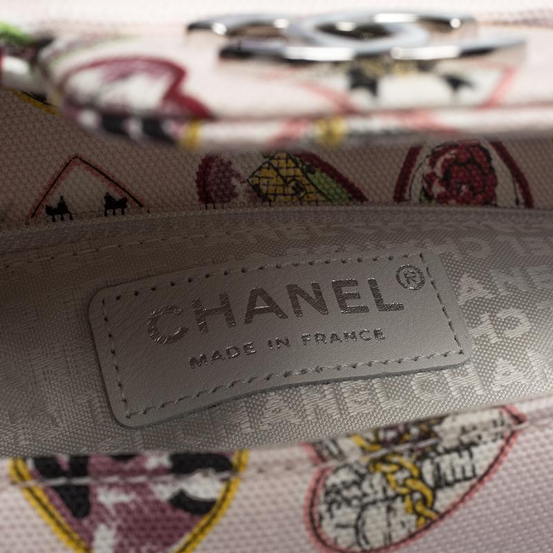 Chanel Heart Printed Canvas Vintage Valentine Small Classic Single Flap Bag 3