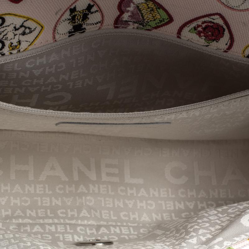 Chanel Heart Printed Canvas Vintage Valentine Small Classic Single Flap Bag 4