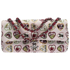 Chanel Heart Printed Canvas Vintage Valentine Small Classic Single