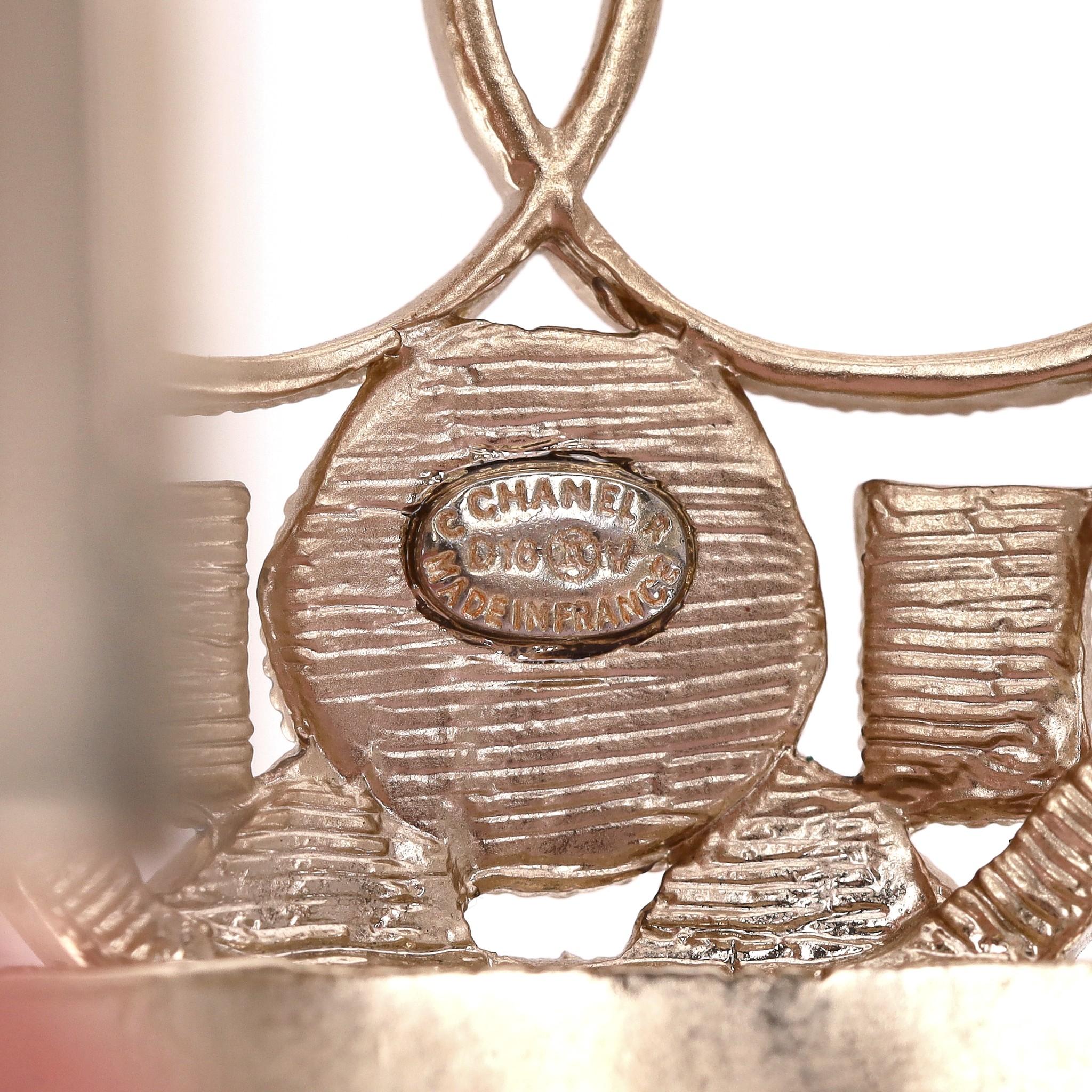 Chanel Heart-Shaped Enamel, Pearl & Swarovski Crystal Peace Cuff Bracelet For Sale 2