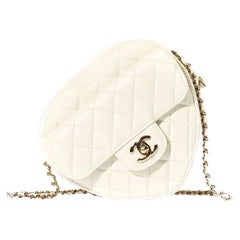 Chanel Herz Timeless Medium Pelle Bianca Trapuntata