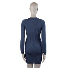 CHANEL heather blue wool & silk KNIT Long Sleeve Dress XS