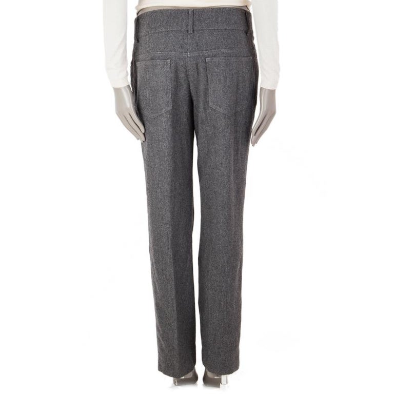 Avona Straight Leg Trousers in Navy Brown Taupe or Grey Polyester