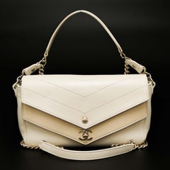 CHANEL Herringbone Beige Bag